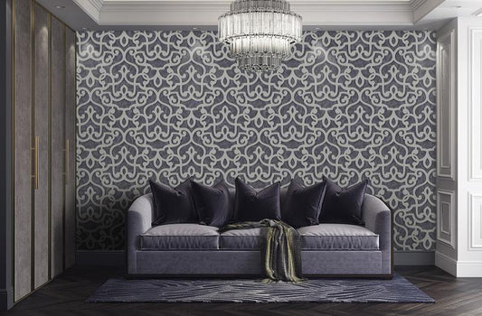 Wallpaper With Bold Neoclassical Damask Ornament Wallpaper