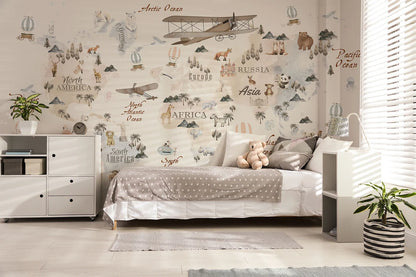 Child Watercolor Map Wallpaper