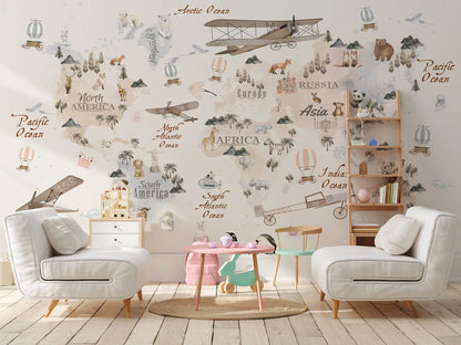 Child Watercolor Map Wallpaper