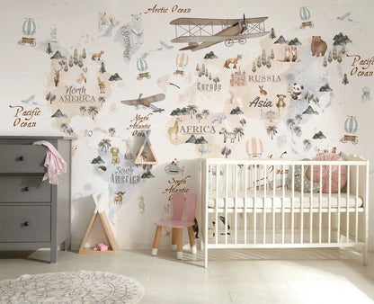 Child Watercolor Map Wallpaper