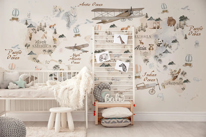 Child Watercolor Map Wallpaper