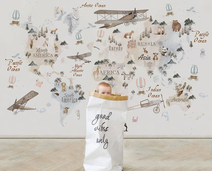 Child Watercolor Map Wallpaper