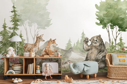 Watercolor Woodland Animals Wallpaper