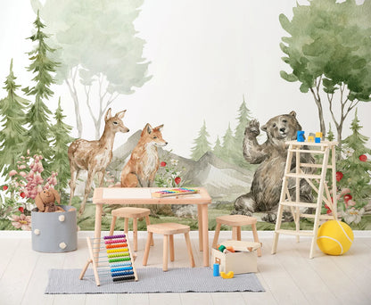 Watercolor Woodland Animals Wallpaper