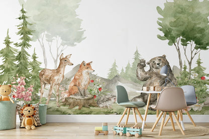 Watercolor Woodland Animals Wallpaper