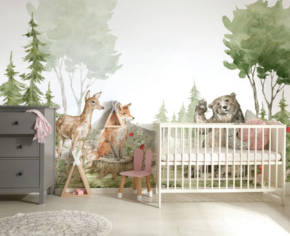 Watercolor Woodland Animals Wallpaper