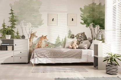 Watercolor Woodland Animals Wallpaper