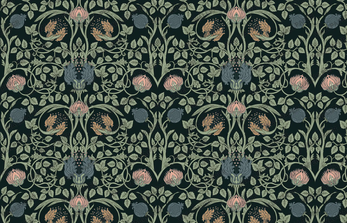 William Morris Style Floral Wallpaper – Vintage Wall Mural
