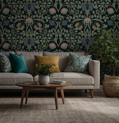 William Morris Style Floral Wallpaper – Vintage Wall Mural
