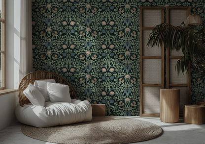 William Morris Style Floral Wallpaper – Vintage Wall Mural