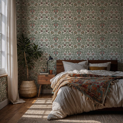William Morris Style Botanical Wallpaper