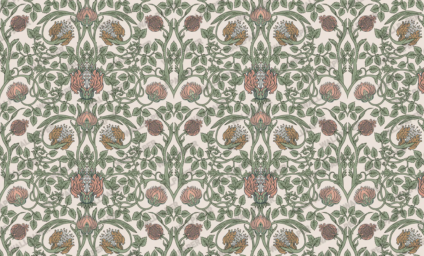 William Morris Style Botanical Wallpaper
