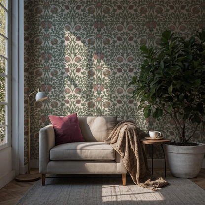 William Morris Style Botanical Wallpaper