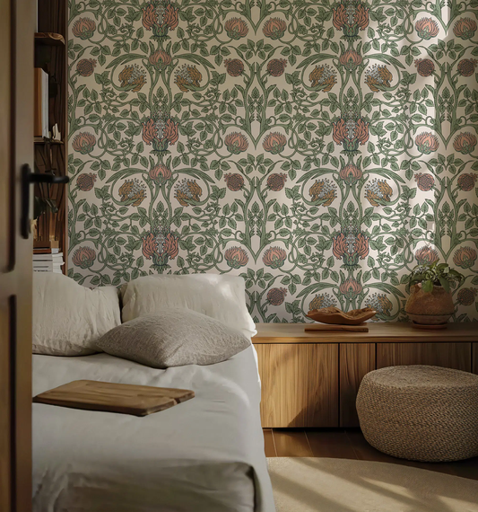 William Morris Style Botanical Wallpaper