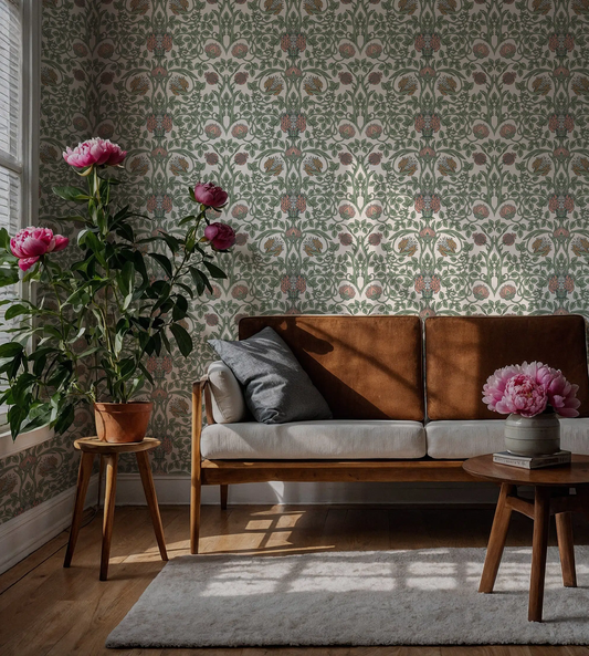 William Morris Style Botanical Wallpaper