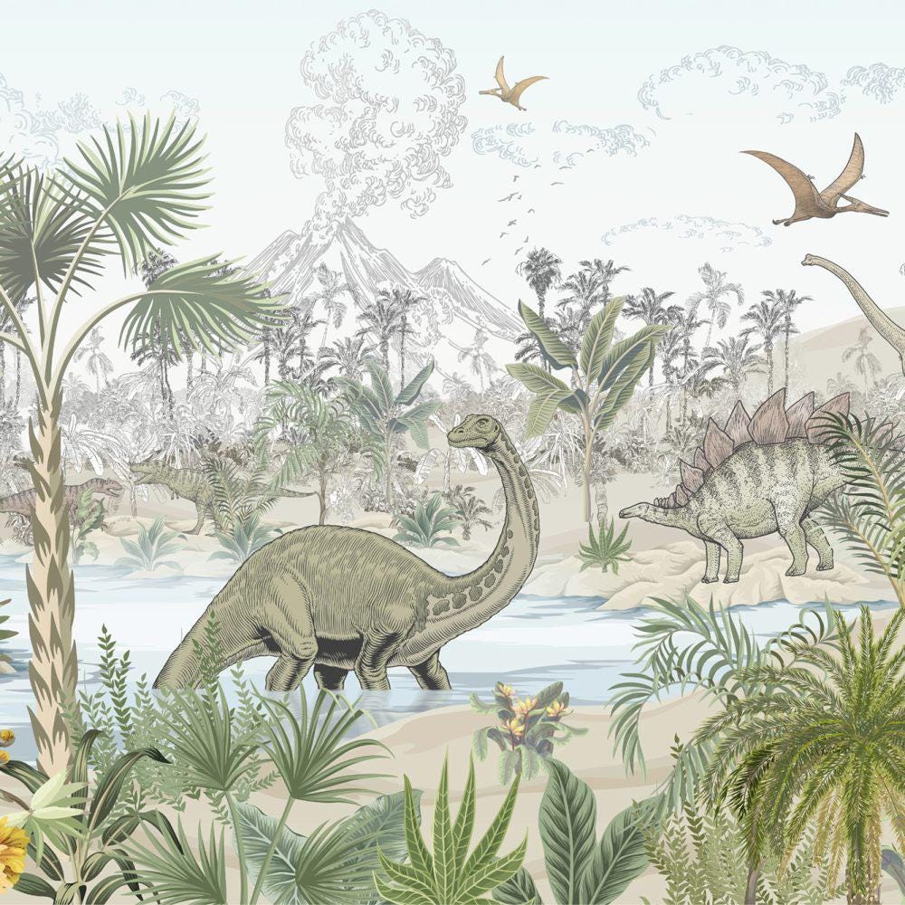 Dinosaur Wallpaper For Kidsroom, Wild Animals Wallpaper Nursery, Jungle Childrens Wallpaper, Peel and Stick Wallpaper, Baby Wallpaper
