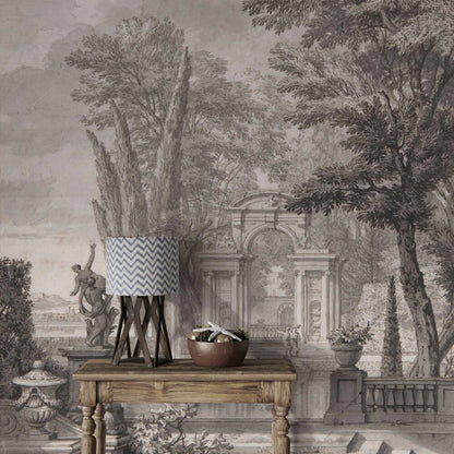 Water Party in Ancient Garden Wallpaper, Bohemian Wallpaper, Trees Mural, Peel and Stick Wallpaper, Antique Wallpaper, Nostalgic Wallpaper