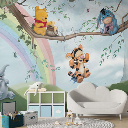 Winnie The Pooh Honey Thief Wallpaper For Kidsroom, Wallpaper Nursery , Nature Child Wallpaper , Animal Wallpaper, Peel and Stick Wallpaper