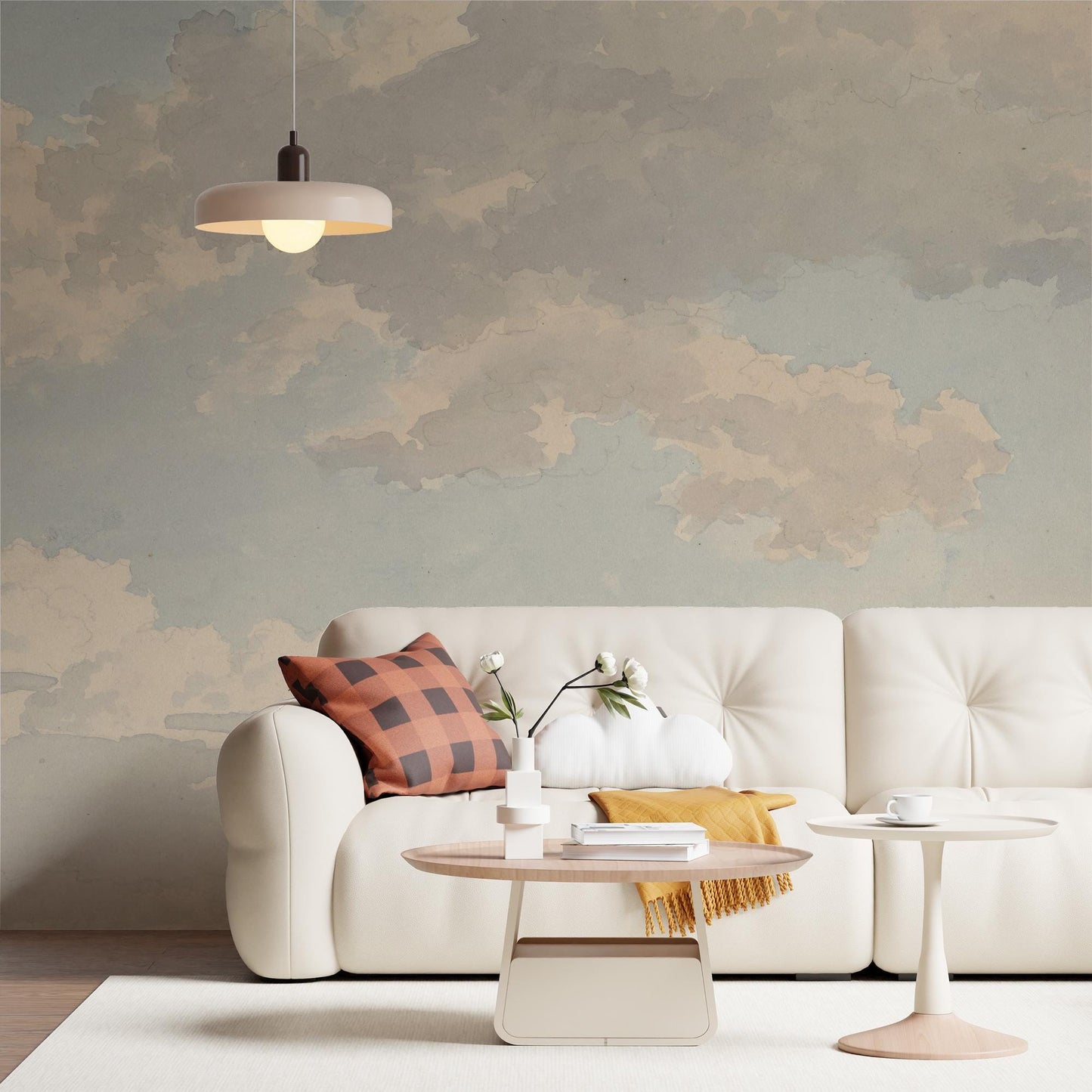 Watercolor Clouds in Soft Colors Wallpaper, Soft Drawwing Wallpaper, Sky Wallpaper, Nature Mural, Peel and Stick Wallpaper, Blue Wallpaper