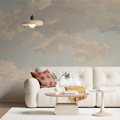 Watercolor Clouds in Soft Colors Wallpaper, Soft Drawwing Wallpaper, Sky Wallpaper, Nature Mural, Peel and Stick Wallpaper, Blue Wallpaper