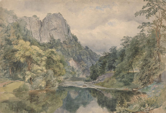 River and Forest Landscape Wallpaper, Mountain Tual Wallpaper, Nature Mural, Painting Wallpaper, Peel and Stick Wallpaper, Green Wallpaper