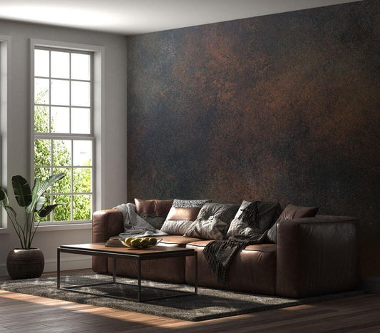Exposed Concrete Wallpaper in Black Copper Tones, Drawwing Wallpaper, Dark Wallpaper, Modern Mural, Peel and Stick Wallpaper, Wall Design