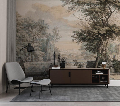 Ancient Rome Wallpaper, Bohemian Wallpaper, Trees Mural Peel and Stick Wallpaper, Antique Wallpaper, Nostalgic Wallpaper, Drawwing Wallpaper