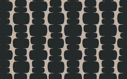 Black Blocks on Beige Background Wallpaper, Peel and Stick Wallpaper, Stylish Room Design, Black Wallpaper, Geometric Pattern Wallpaper