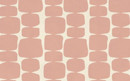 Pink Blocks on Beige Background Wallpaper, Peel and Stick Wallpaper, Stylish Room Design, Pink Wallpaper, Geometric Pattern Wallpaper