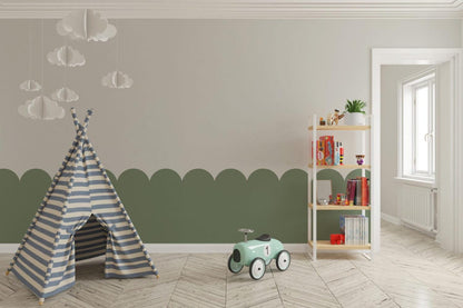 Green patterned wallpaper for kids, Peel and Stick Wallpaper, Baby Room Wallpaper, Flower Wavy Wallpaper, Geometric Pattern Wallpaper