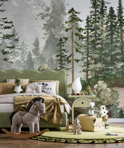 AMONG THE TREES Wallpaper For Kidsroom, Trees Wallpaper Nursery , Nature Kids Wall Mural, Kids Room Wall Peel and Stick Childrens Wallpaper