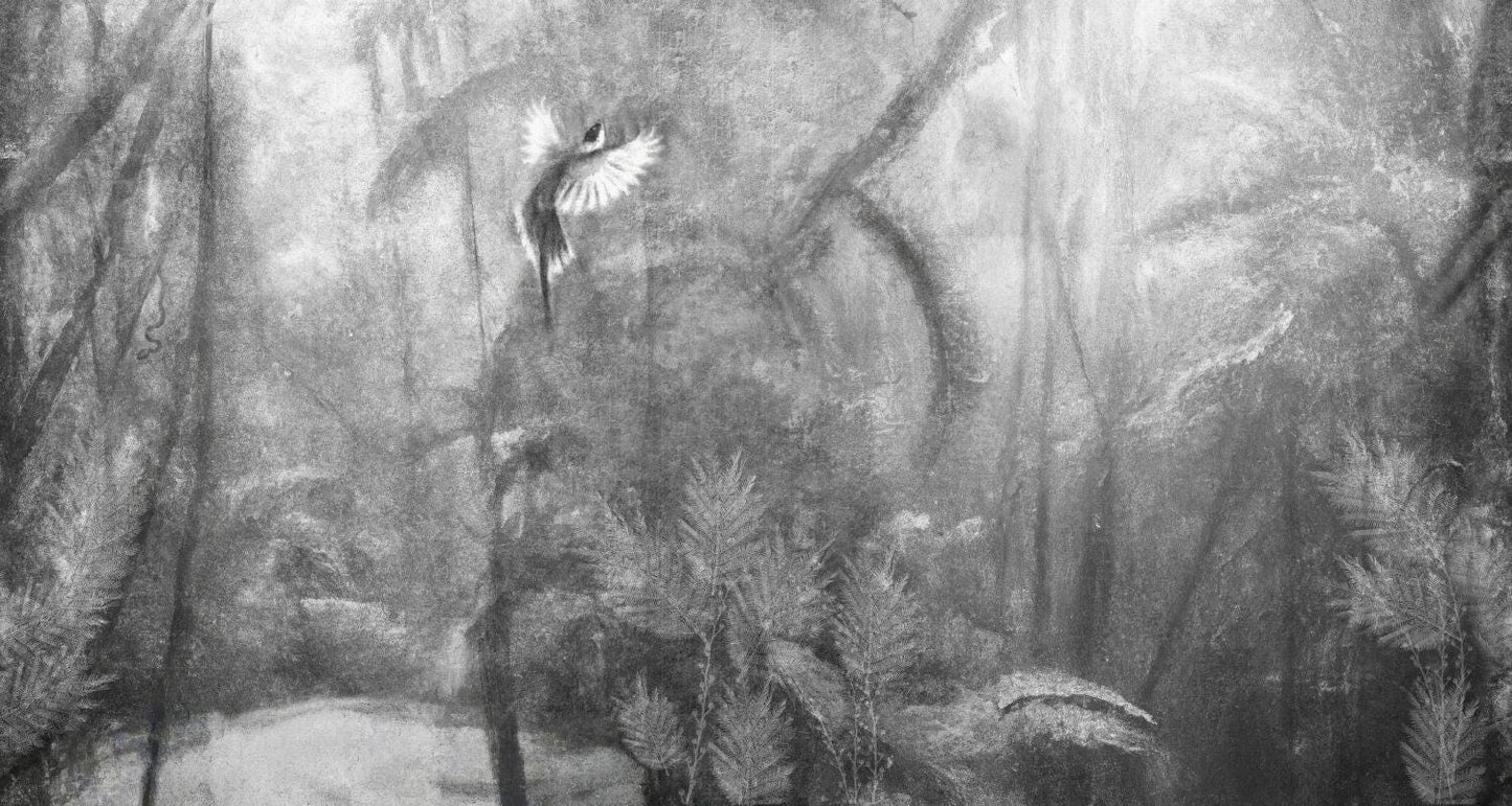 Pencil Drawing Wallpaper, Gray Wallpaper, Bohemian Wall Mural, Peel and Stick Wallpaper, Dark Stylish Room Design, Wall Design