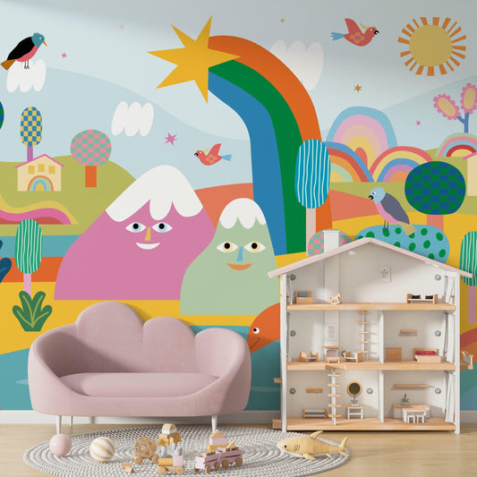 Colorful Playground Dream World Wallpaper For Kidsroom, Wallpaper Nursery, Childrens Wallpaper , Peel and Stick Wallpaper, Baby Wallpaper