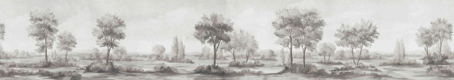 Grey Tone Savanna Trees Wallpaper, Soft Drawwing Wallpaper, Bohemian Wallpaper, Trees Mural, Peel and Stick Wallpaper, Stylish Wall Design