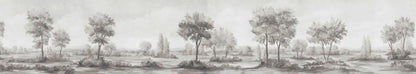 Grey Tone Savanna Trees Wall Mural | Bohemian Pencil Drawing Wallpaper