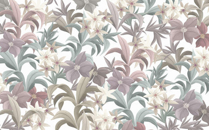 Colorful Flower Petals Wallpaper in Soft Tones, Floral Wallpaper, Pastel Romantic Wall Mural, Peel and Stick Wallpaper, Drawing Wallpaper