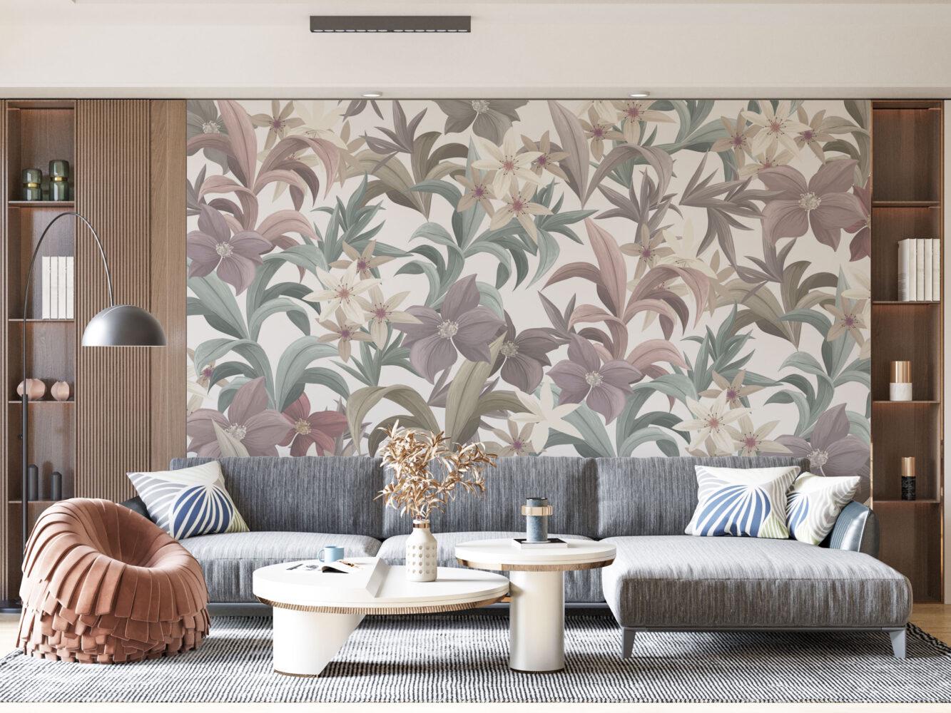 Colorful Flower Petals Wallpaper in Soft Tones, Floral Wallpaper, Pastel Romantic Wall Mural, Peel and Stick Wallpaper, Drawing Wallpaper
