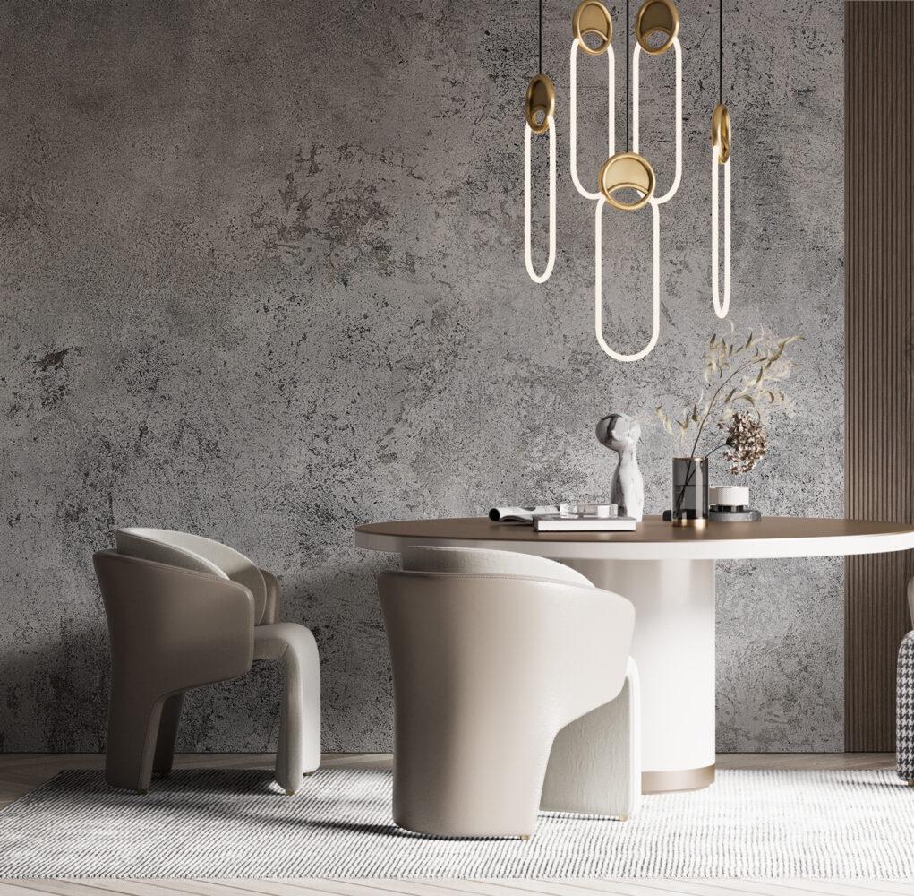 Concrete Textured Wall Look Wallpaper, Drawwing Effect Wallpaper, Dark Wallpaper, Modern Mural, Gray Peel and Stick Wallpaper, Wall Design