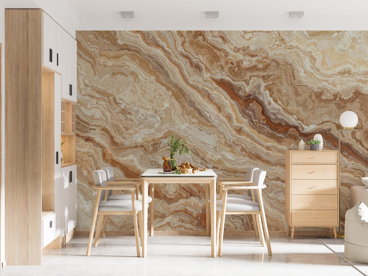 Marble Patterned Wallpaper in Beige Tones, Abstract Peel and Stick Wallpaper, Stylish Room Design, Modern Pattern Wallpaper, Cool Mural