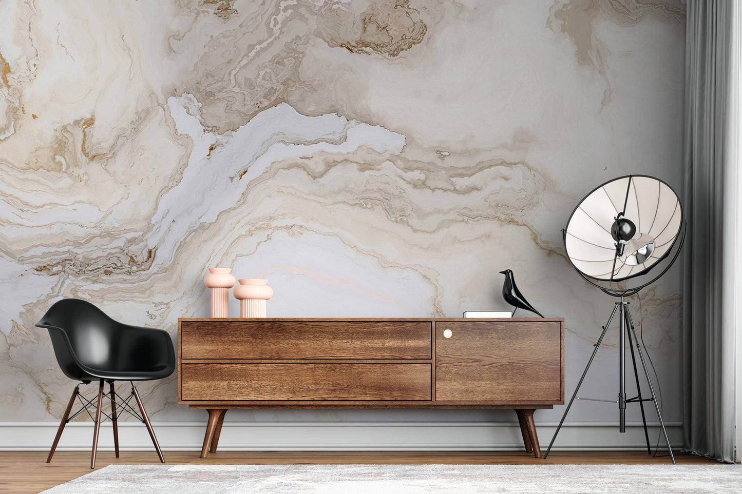 Veined Marble Wallpaper in Beige Colors, Abstract Peel and Stick Wallpaper, Stylish Room Design, Modern Pattern Wallpaper, Cool Mural