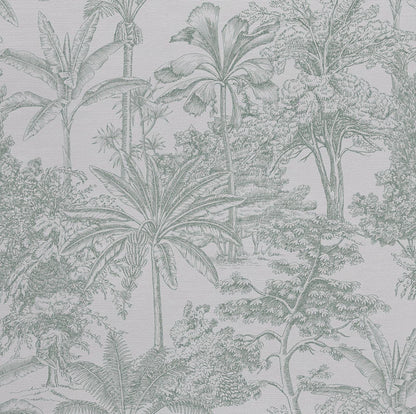 Green Shaded Linear Tropical Trees Wallpaper Wallpaper, Nature Mural, Peel and Stick Wallpaper, Stylish Room Design, Tropical Wallpaper