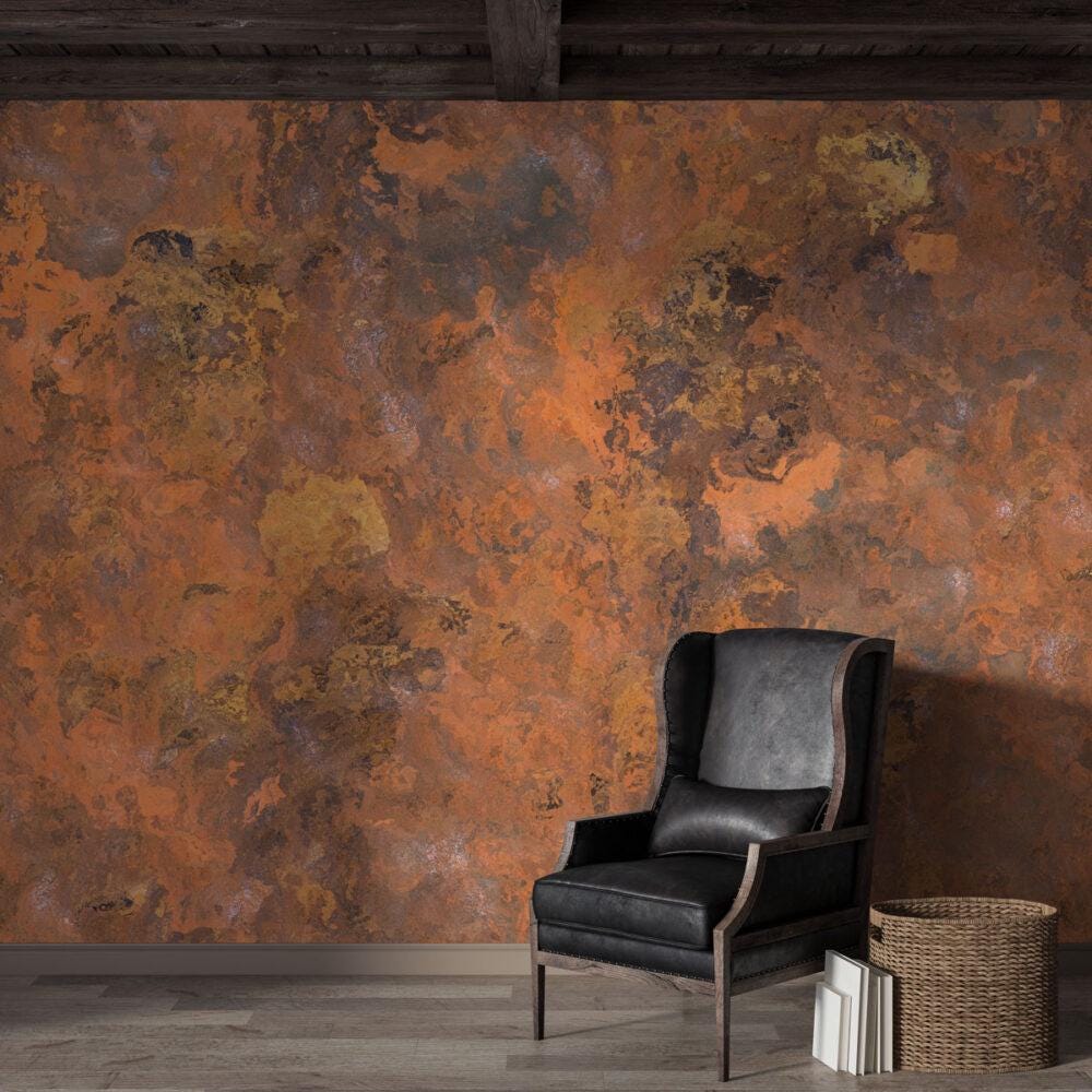 Copper Colors Wallpaper, Drawwing Wallpaper, Bohemian Wallpaper, Modern Mural, Peel and Stick Wallpaper, Wall Design, Wall Pattern Wallpaper