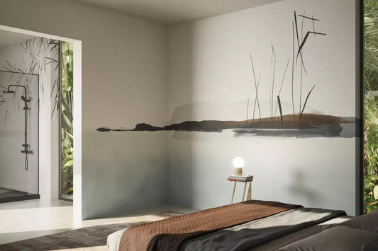 Pictorial Landscape Wallpaper, Tual Wallpaper, Nature Mural, Painting Wallpaper, Peel and Stick Calm Nature Themed Wallpaper in Cold Tones