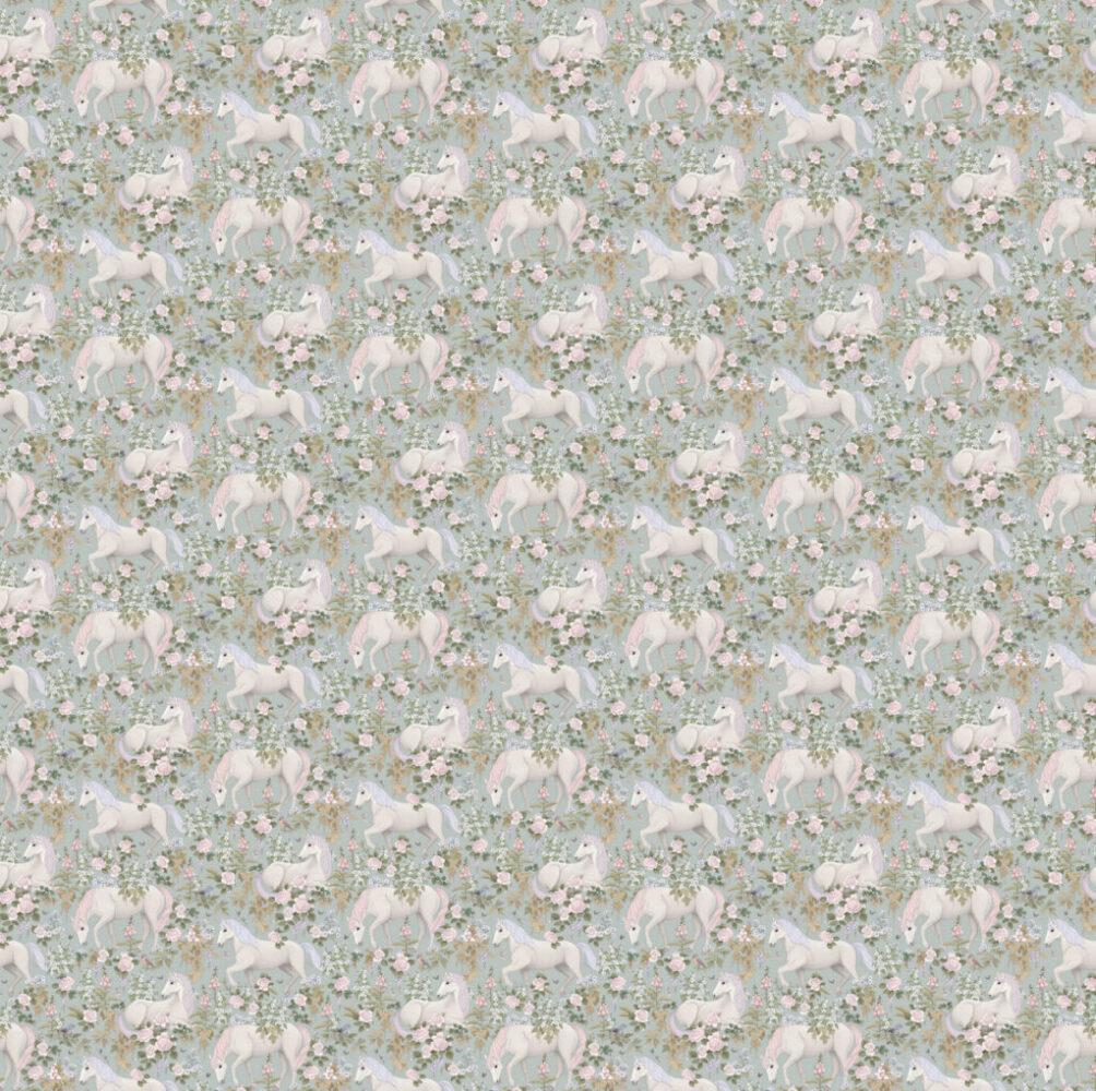 White Horse Floral Pattern Kids Room Wallpaper, Cute Wallpaper Nursery, Childrens Wallpaper, Peel and Stick Baby Wallpaper, Girl Wallpaper