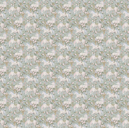 White Horse Floral Pattern Kids Room Wallpaper, Cute Wallpaper Nursery, Childrens Wallpaper, Peel and Stick Baby Wallpaper, Girl Wallpaper