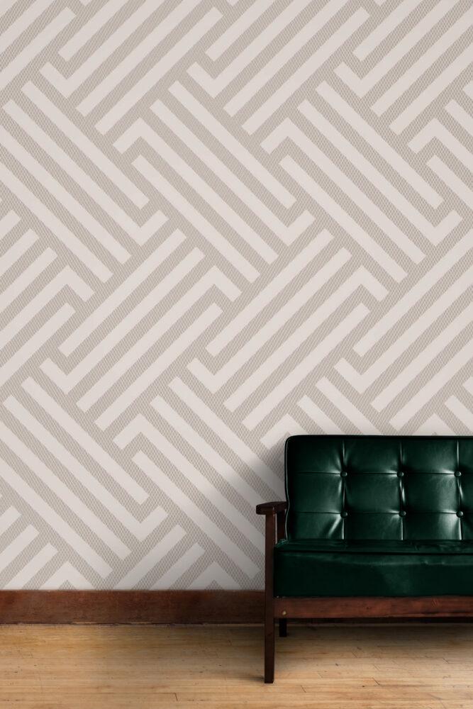 Linear Pattern Wallpaper in Light Tones, Boho Style Pattern Beige Wallpaper, Cool Wallpaper, Stylish Room Design, Abstract Pattern Wallpaper