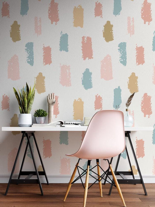 Brush Trace Wallpaper for Kids Rooms, Fun Kid Mural Illustration Wallpaper Nursery, Art Child Wallpaper, Peel and Stick Baby Wallpaper