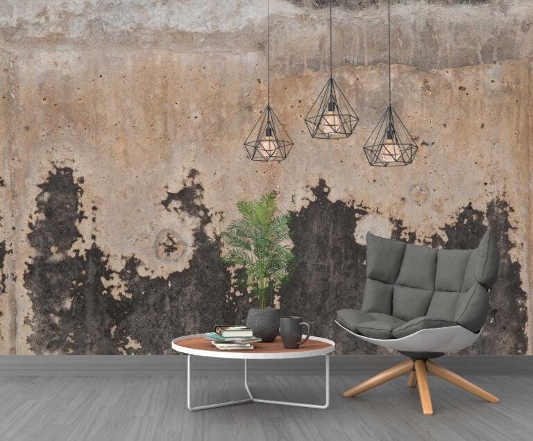Abstract Vintage Art Wallpaper, Antiquing Effect Wallpaper, Dark Wallpaper, Modern Mural, Gray Peel and Stick Wallpaper, Cool Wall Design