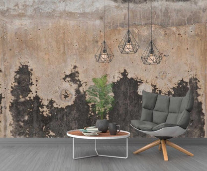 Abstract Vintage Art Wallpaper, Antiquing Effect Wallpaper, Dark Wallpaper, Modern Mural, Gray Peel and Stick Wallpaper, Cool Wall Design