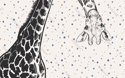 Giraffe Wallpaper in Black Color with Beige Background, Animals Wallpaper Nursery, Childrens Peel and Stick Wallpaper, Baby Wallpaper